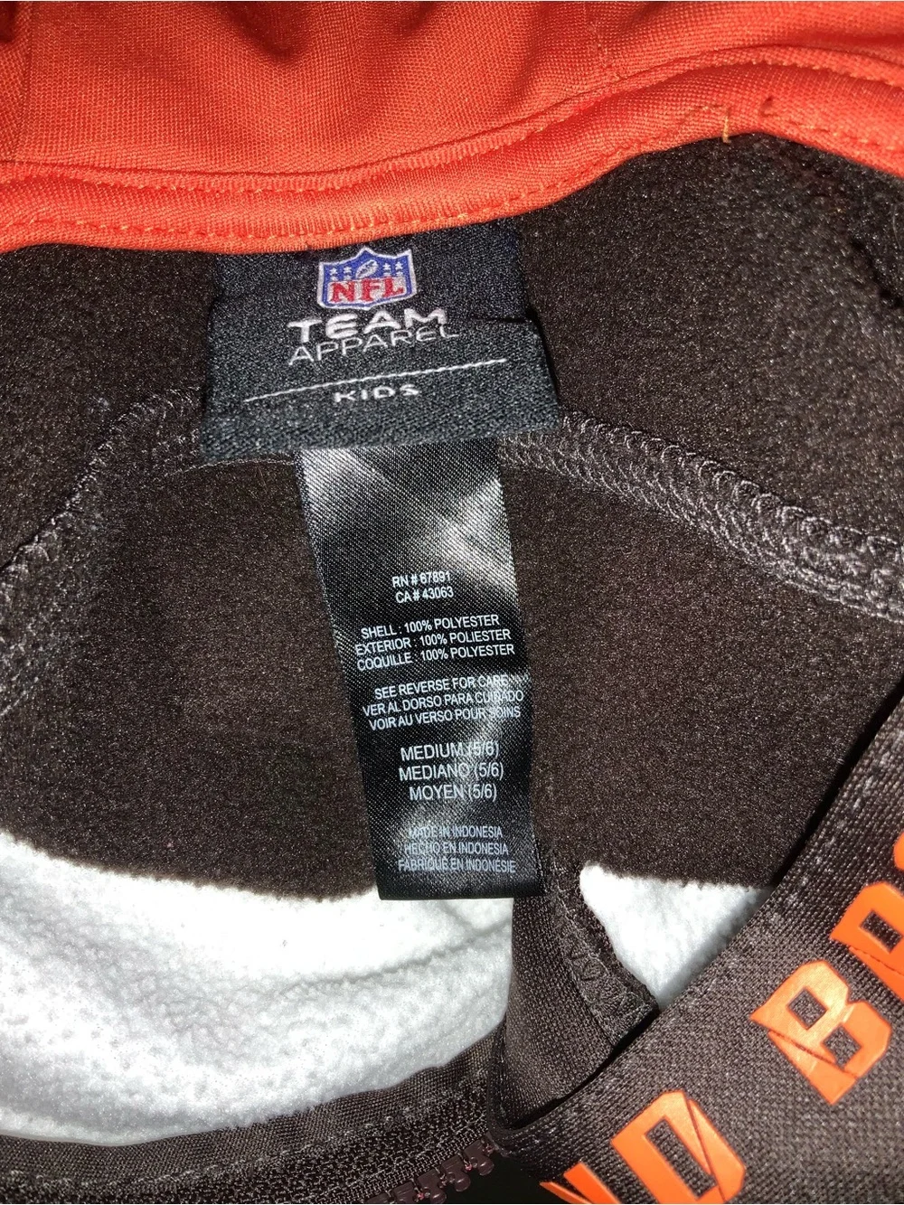 Cleveland youth Zip Up Hooded jacket (MED 5/6) NFL